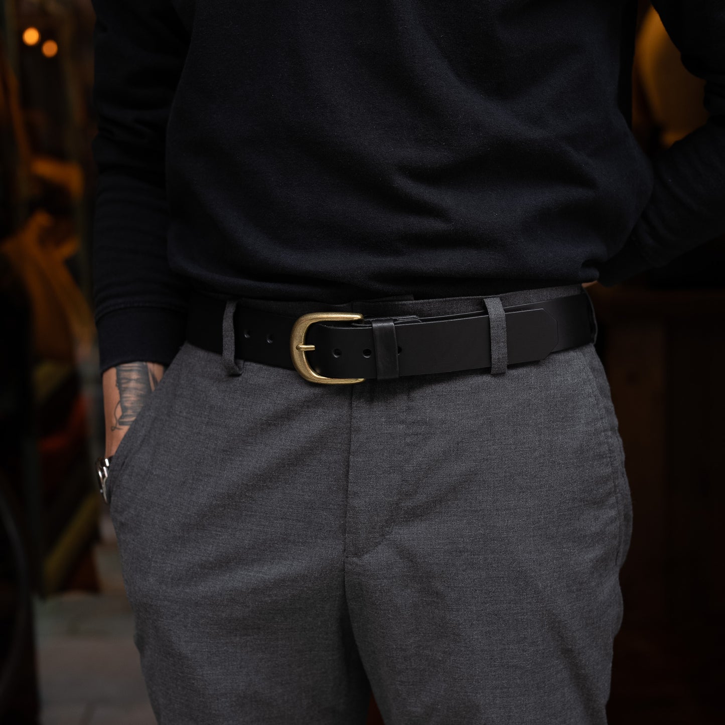 Leather belt 35mm width