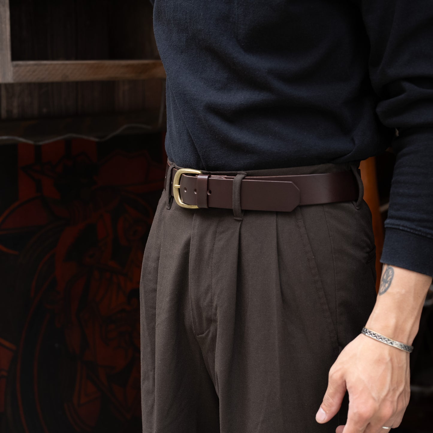 Leather belt 35mm width
