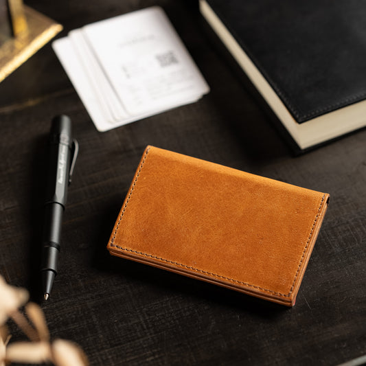 Business card holder with core