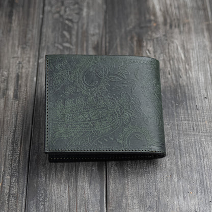 Portafoglio a metà B (con bottone): 【Paisley】