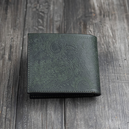 Portafoglio a metà B (con bottone): 【Paisley】